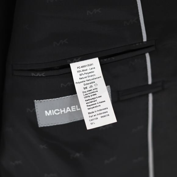 Michael Kors Men's Black Wool Katcher Classic-Fit Formal Tuxedo Jacket Size 50L - Picture 7 of 8